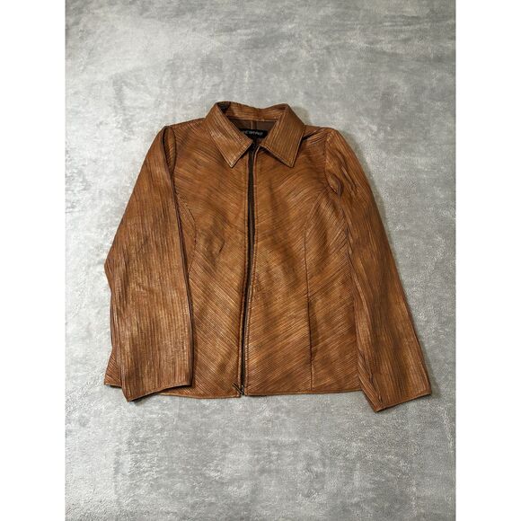 Lane Bryant Genuine Leather Jacket Textured Zip Front Women’s 14/16 Pockets